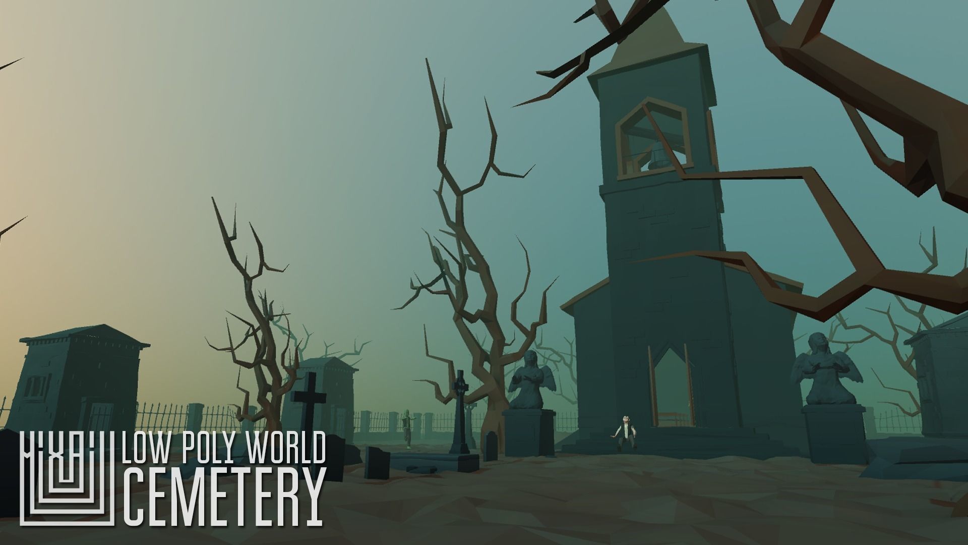 LOW POLY WORLD - CEMETERY Low-poly 3D model_1