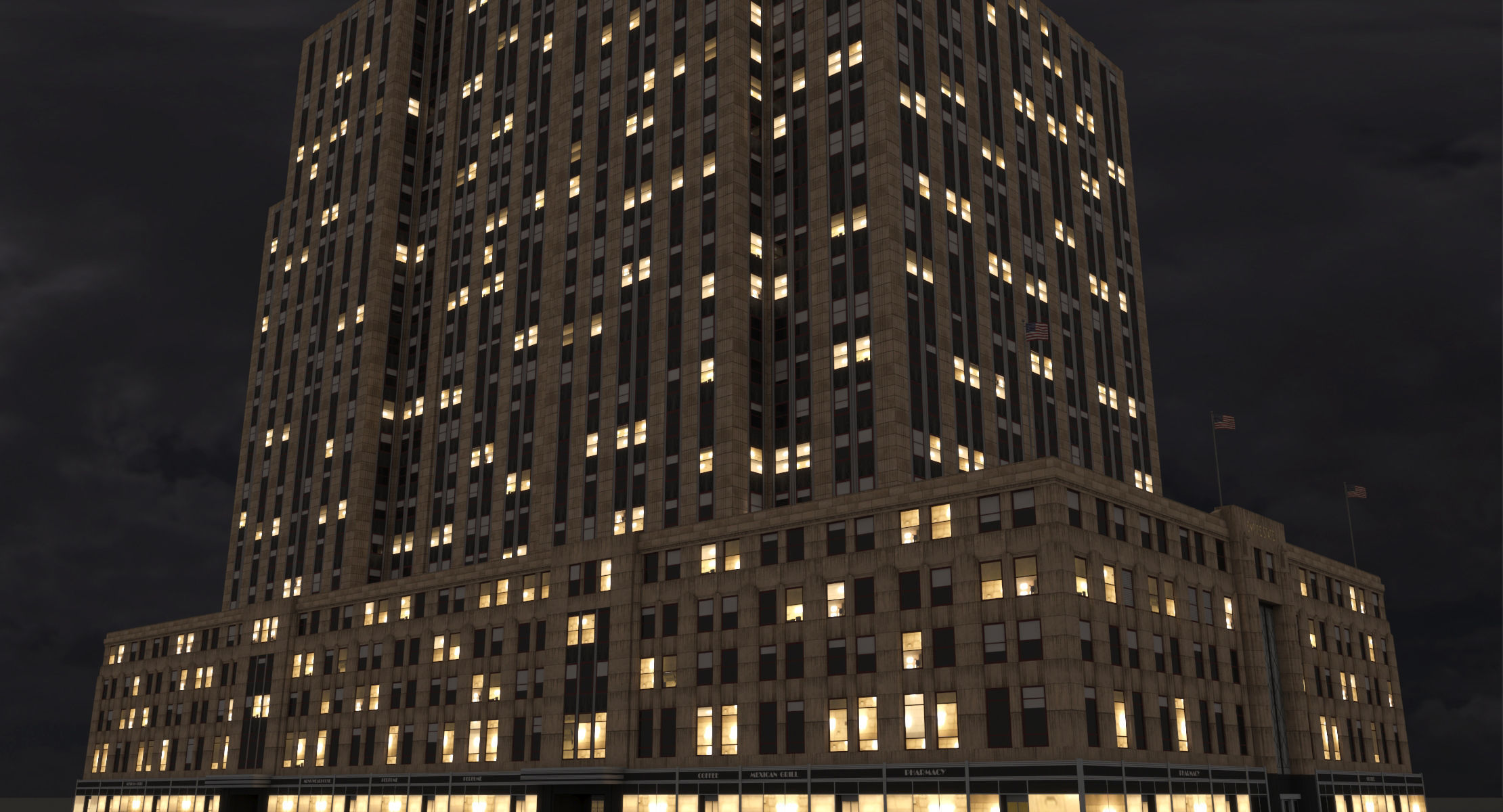 Empire State Building - Day and Night Low-poly 3D model_14