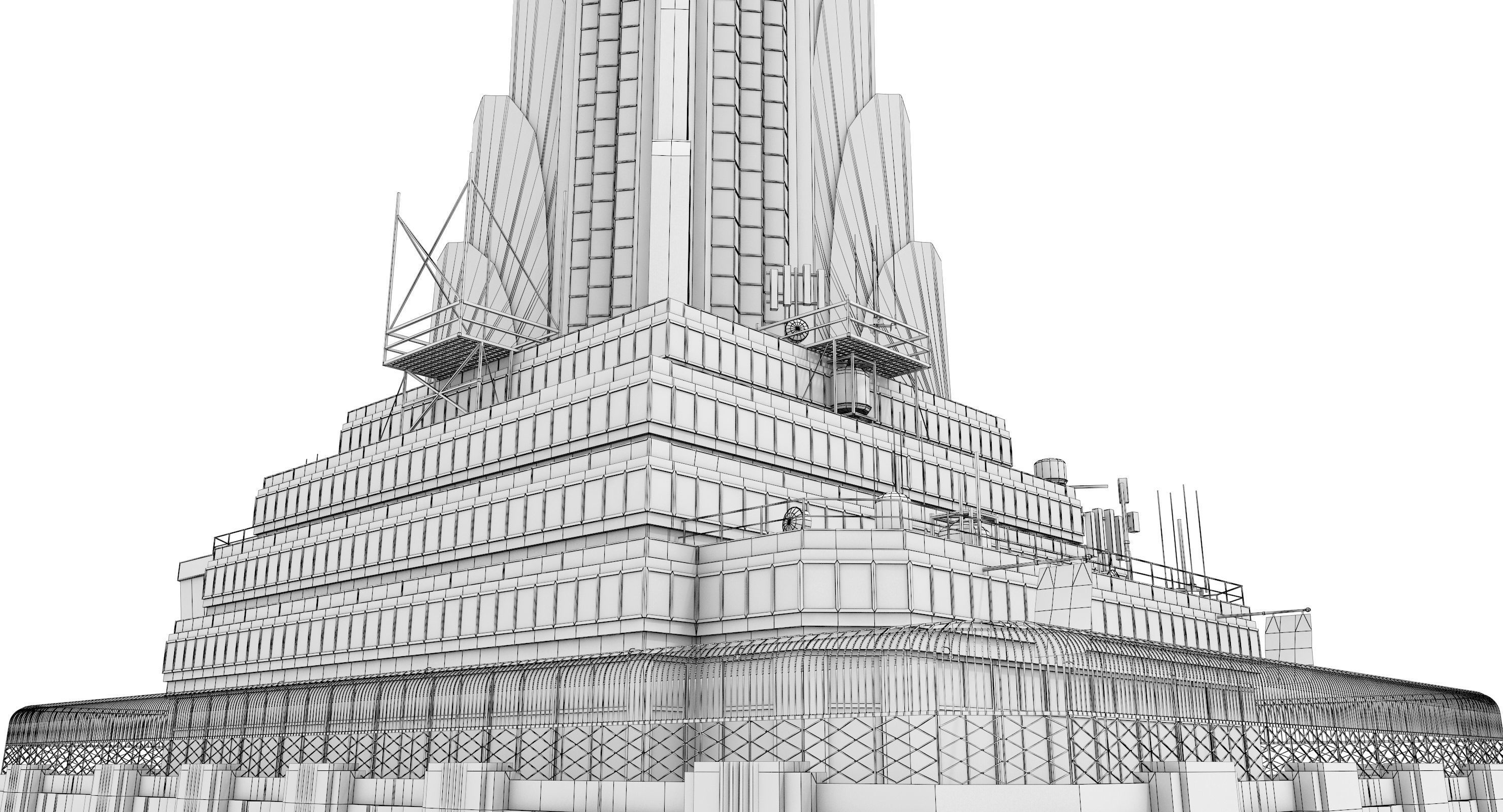 Empire State Building - Day and Night Low-poly 3D model_22