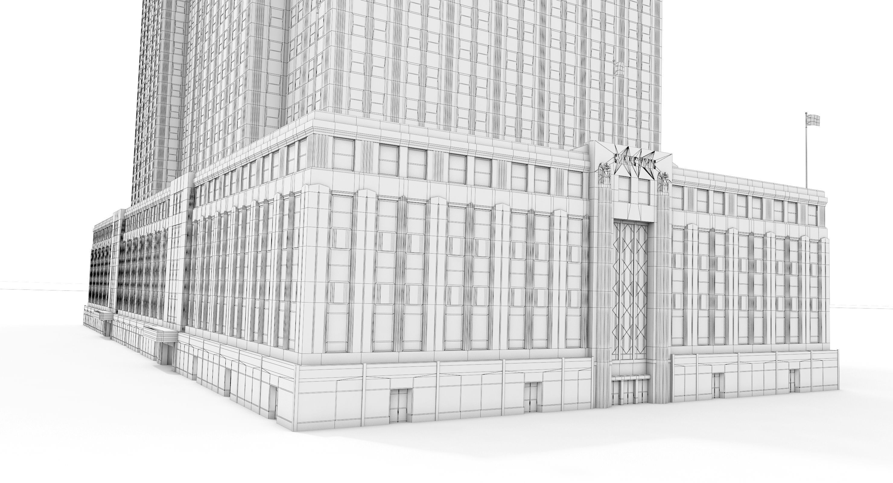 Empire State Building - Day and Night Low-poly 3D model_19