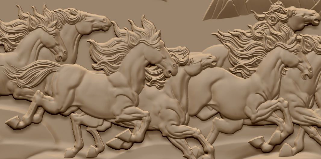 Mural Horse wood carving file stl  OBJ and ZTL for CNC 3D print model_13
