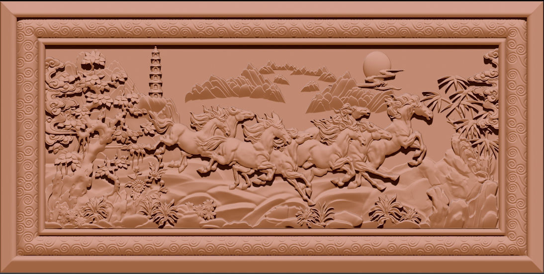 Mural Horse wood carving file stl  OBJ and ZTL for CNC 3D print model_10