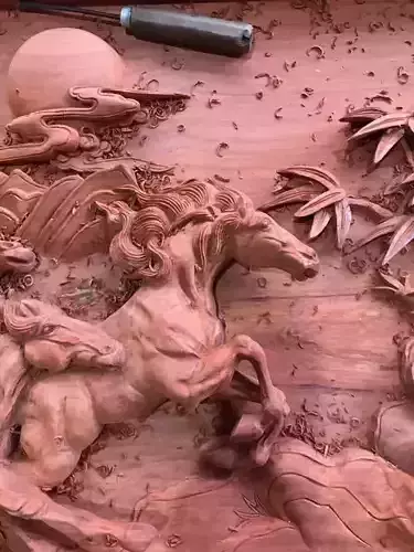 Mural Horse wood carving file stl  OBJ and ZTL for CNC 3D print model