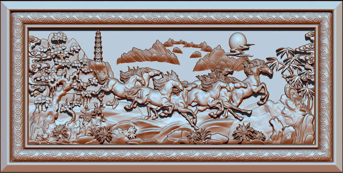Mural Horse wood carving file stl  OBJ and ZTL for CNC 3D print model_9