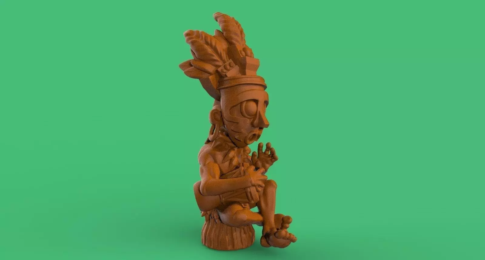 chaman wooden statue 3D print model_0