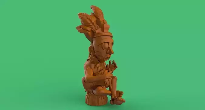 chaman wooden statue