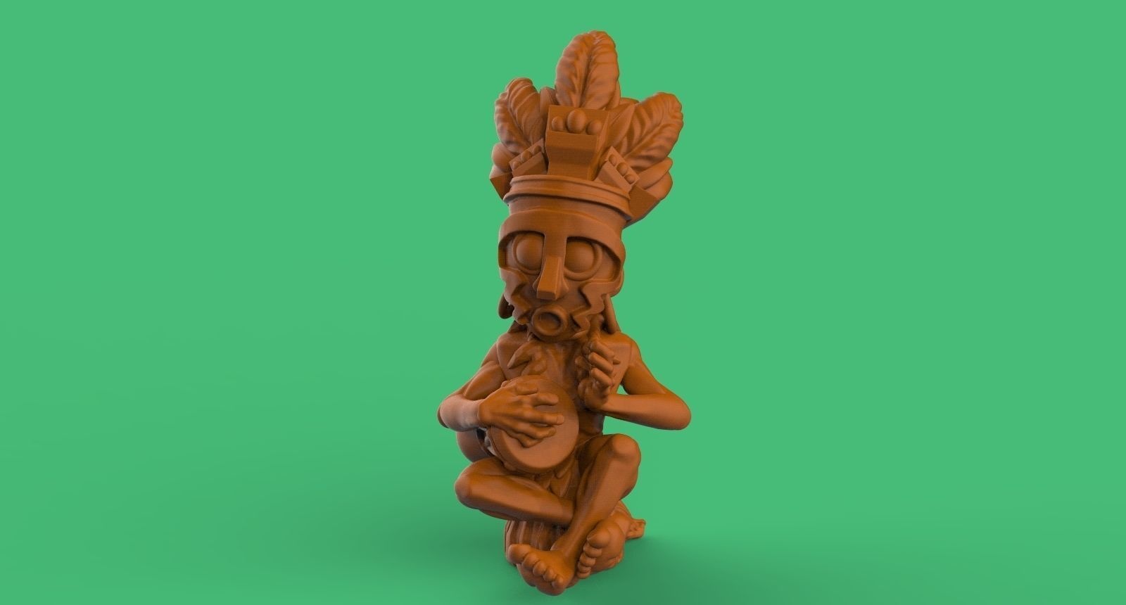 chaman wooden statue 3D print model_2