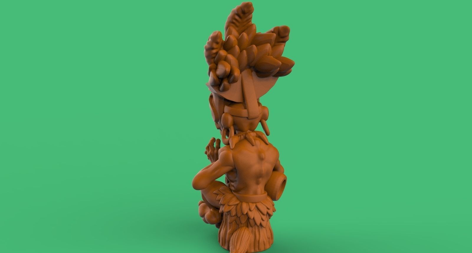 chaman wooden statue 3D print model_4