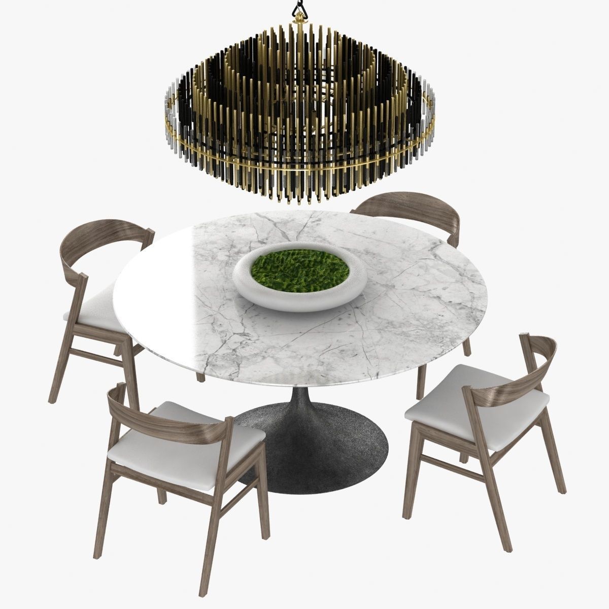 Restoration Hardware anders chair aero table emile chandelier 3D model_1