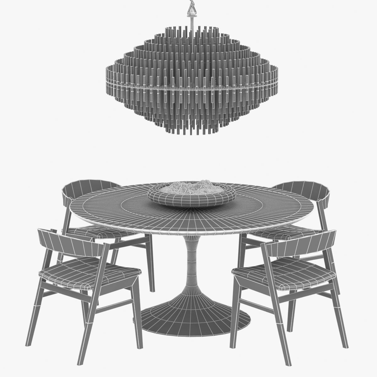 Restoration Hardware anders chair aero table emile chandelier 3D model_8
