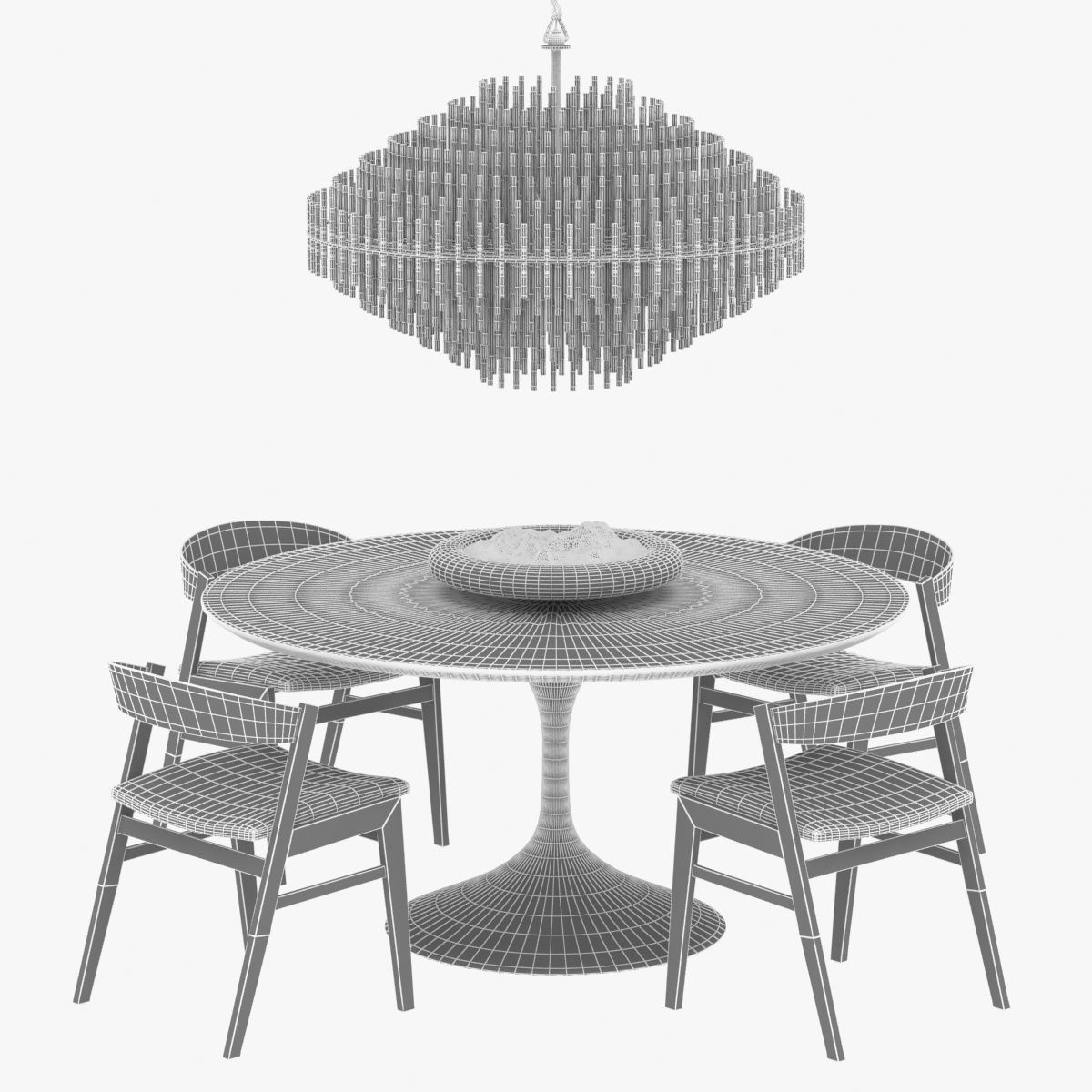 Restoration Hardware anders chair aero table emile chandelier 3D model_9