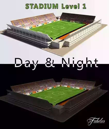 Stadium Level 1 Day-Night Low-poly 3D model