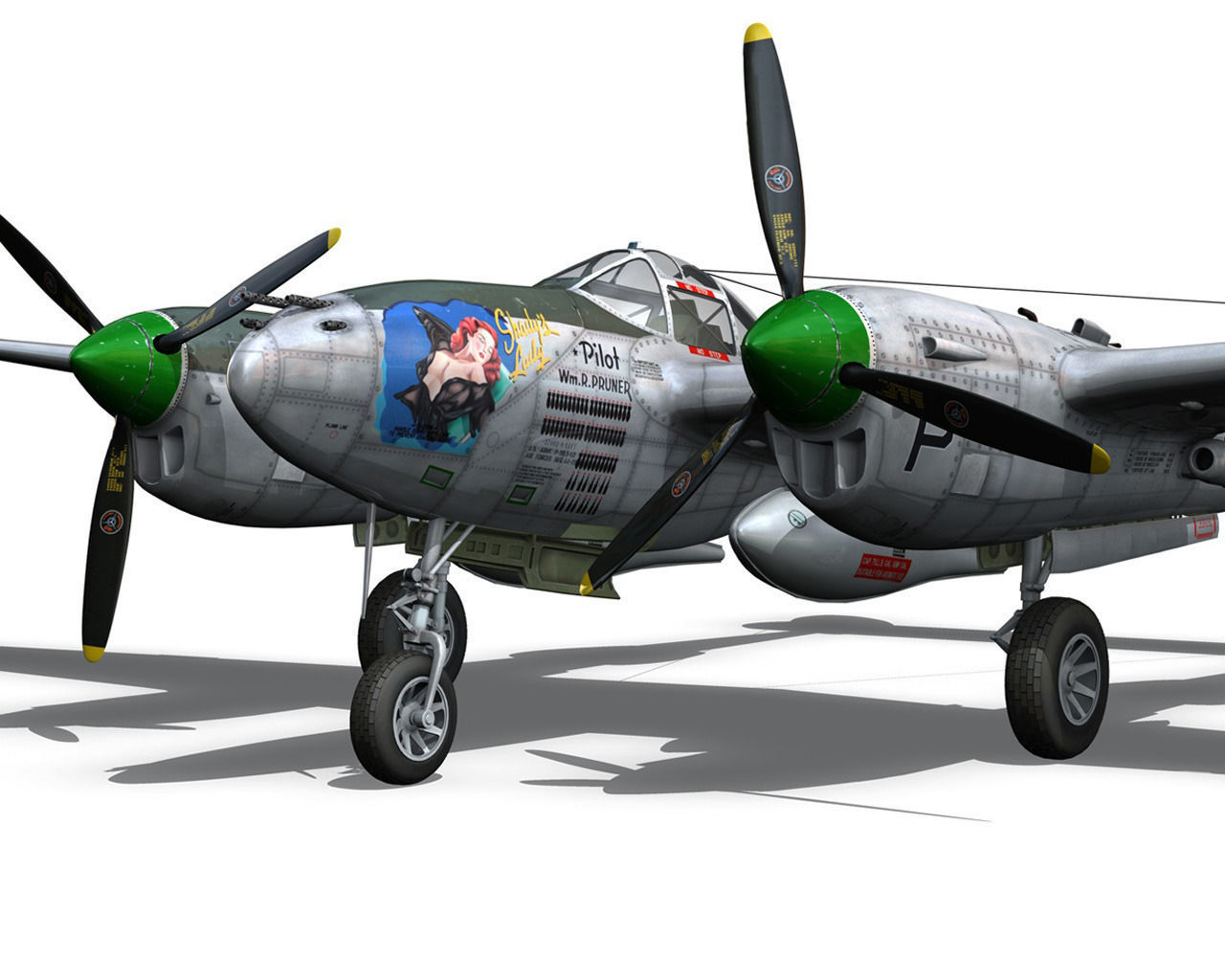 Lockheed P-38 Lightning Shadys Lady 3D model_9