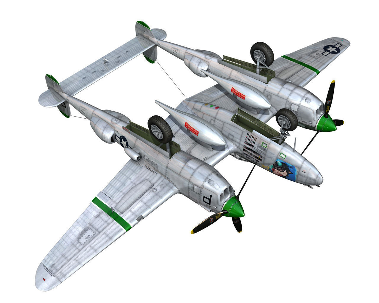 Lockheed P-38 Lightning Shadys Lady 3D model_16