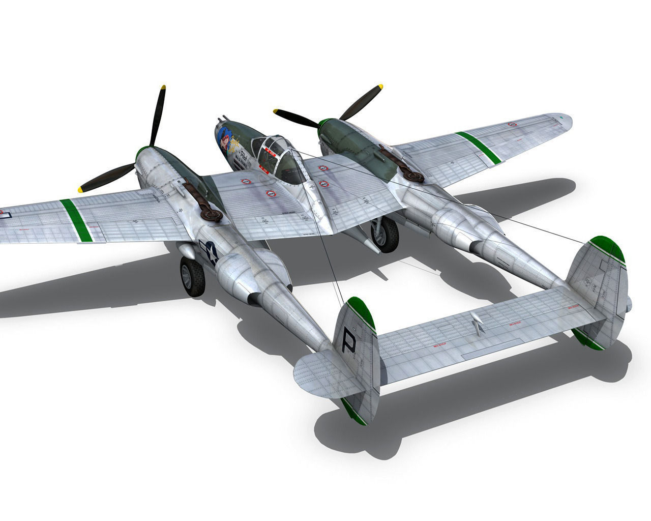 Lockheed P-38 Lightning Shadys Lady 3D model_12