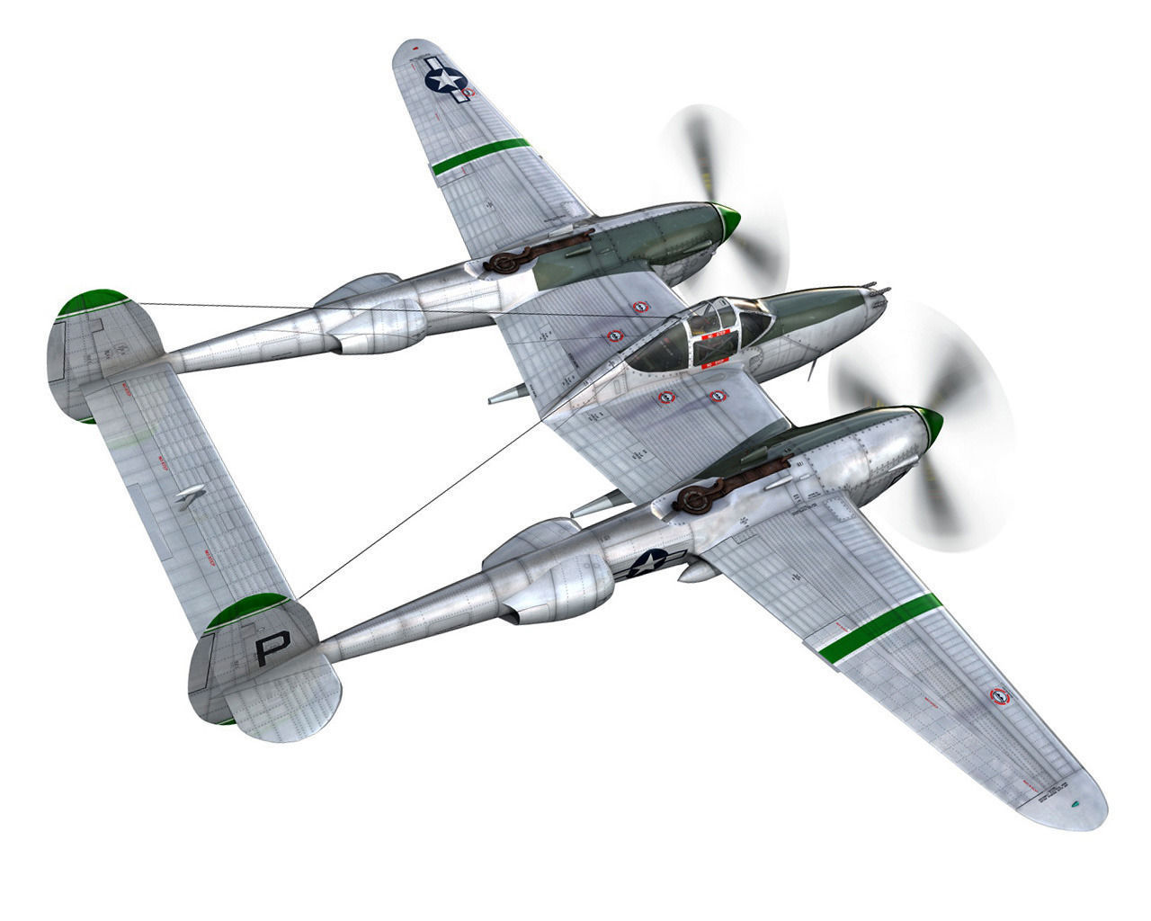 Lockheed P-38 Lightning Shadys Lady 3D model_7