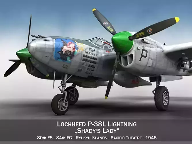Lockheed P-38 Lightning Shadys Lady 3D model