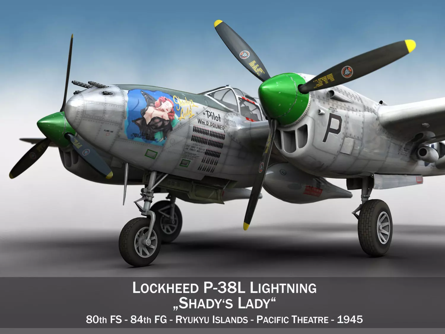 Lockheed P-38 Lightning Shadys Lady 3D model_0
