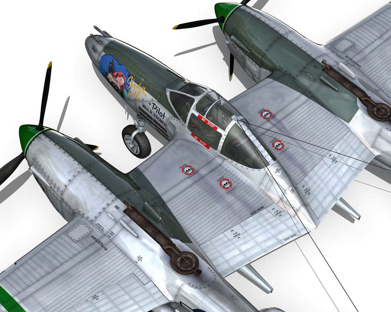 Lockheed P-38 Lightning Shadys Lady 3D model_17