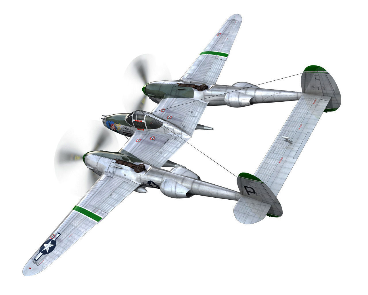Lockheed P-38 Lightning Shadys Lady 3D model_5