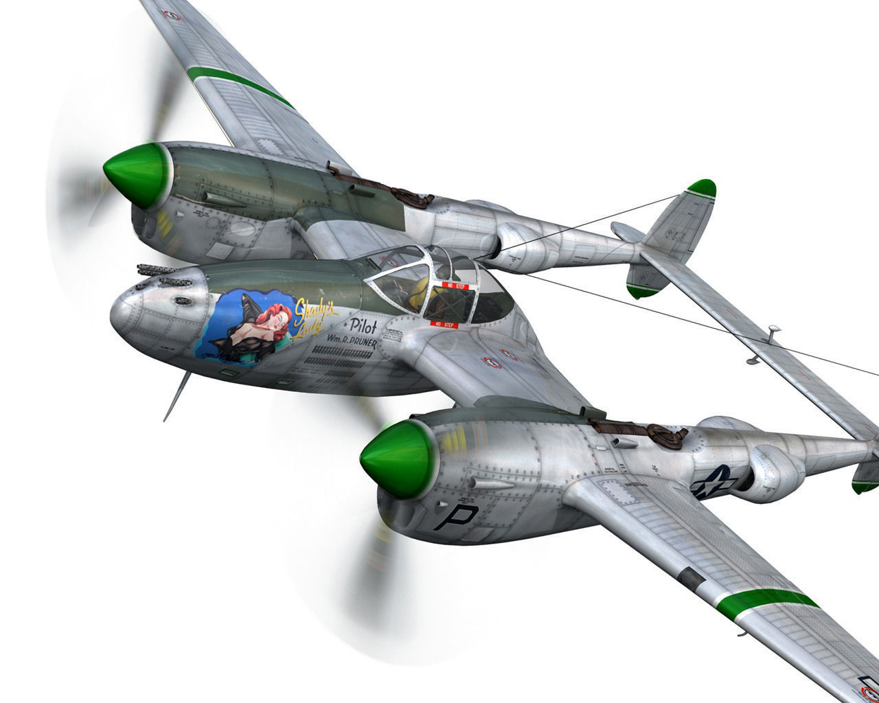 Lockheed P-38 Lightning Shadys Lady 3D model_1