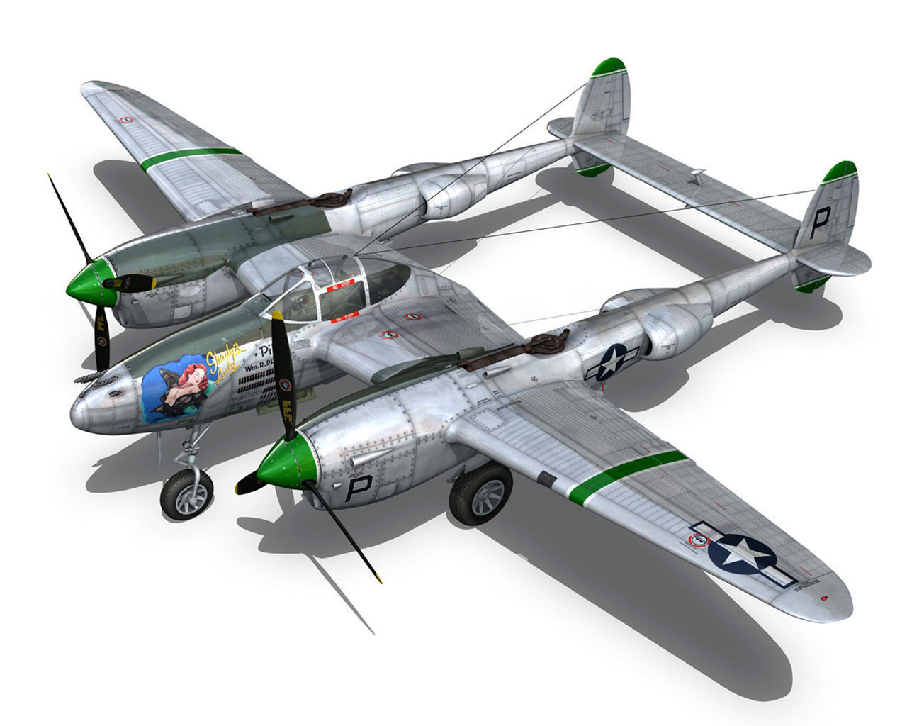Lockheed P-38 Lightning Shadys Lady 3D model_11