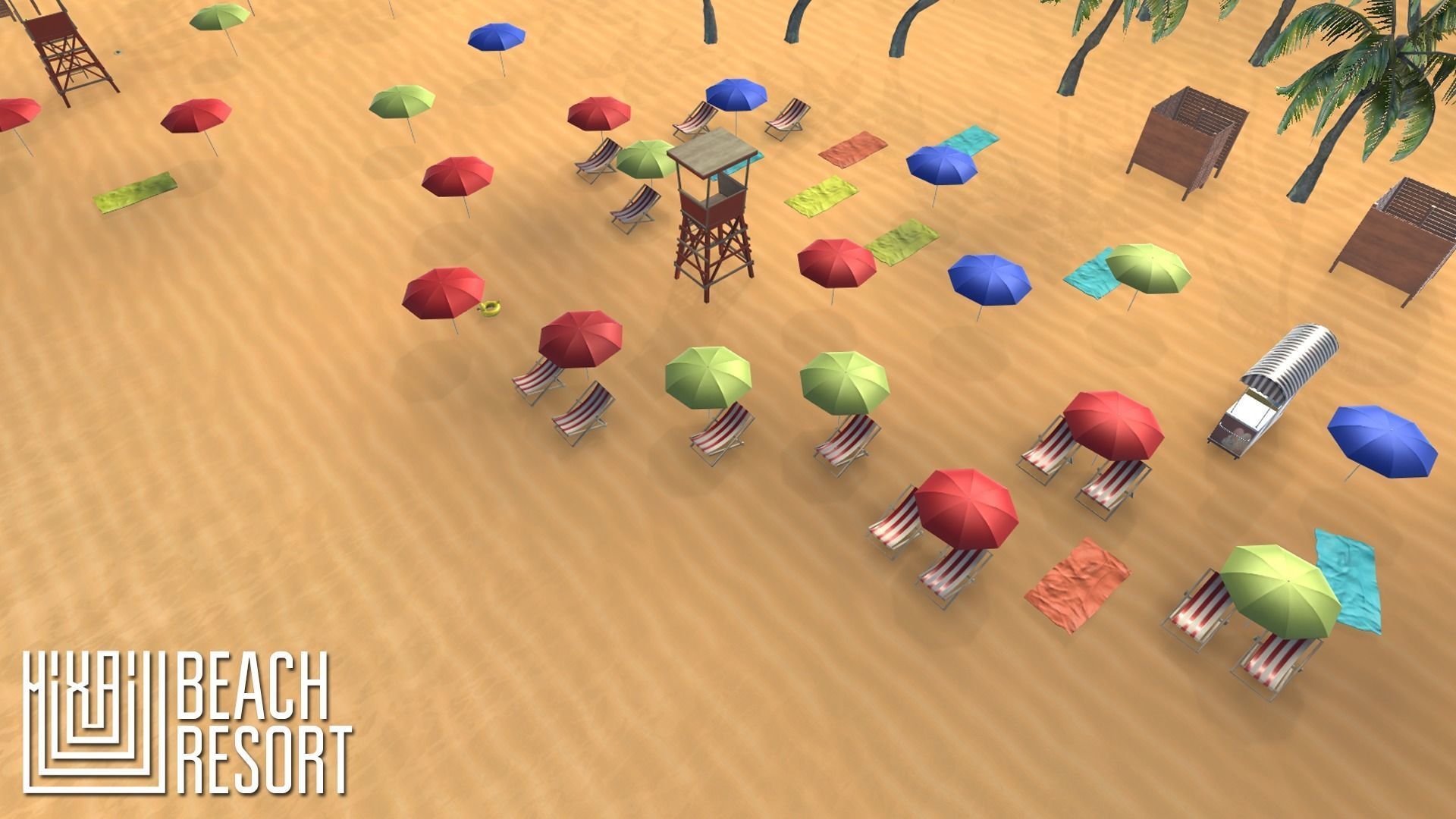Beach - resort Low-poly 3D model_11