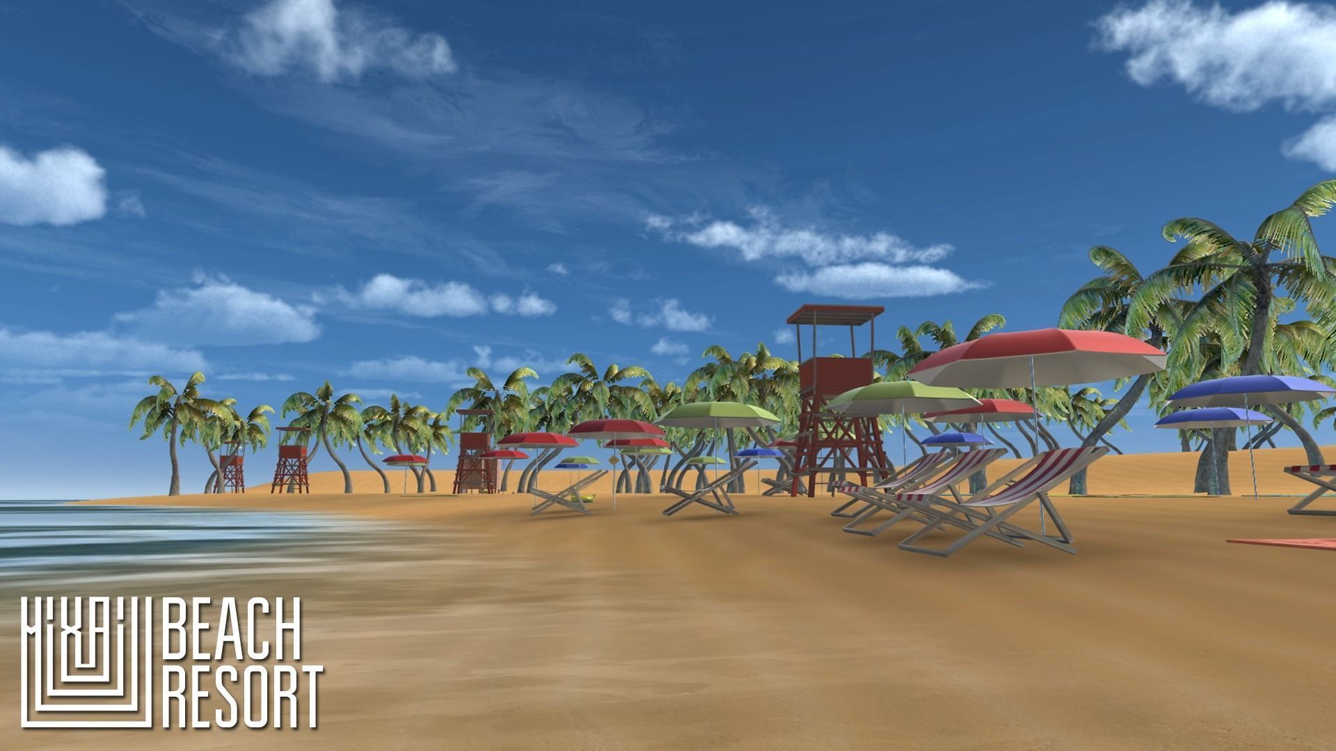 Beach - resort Low-poly 3D model_8