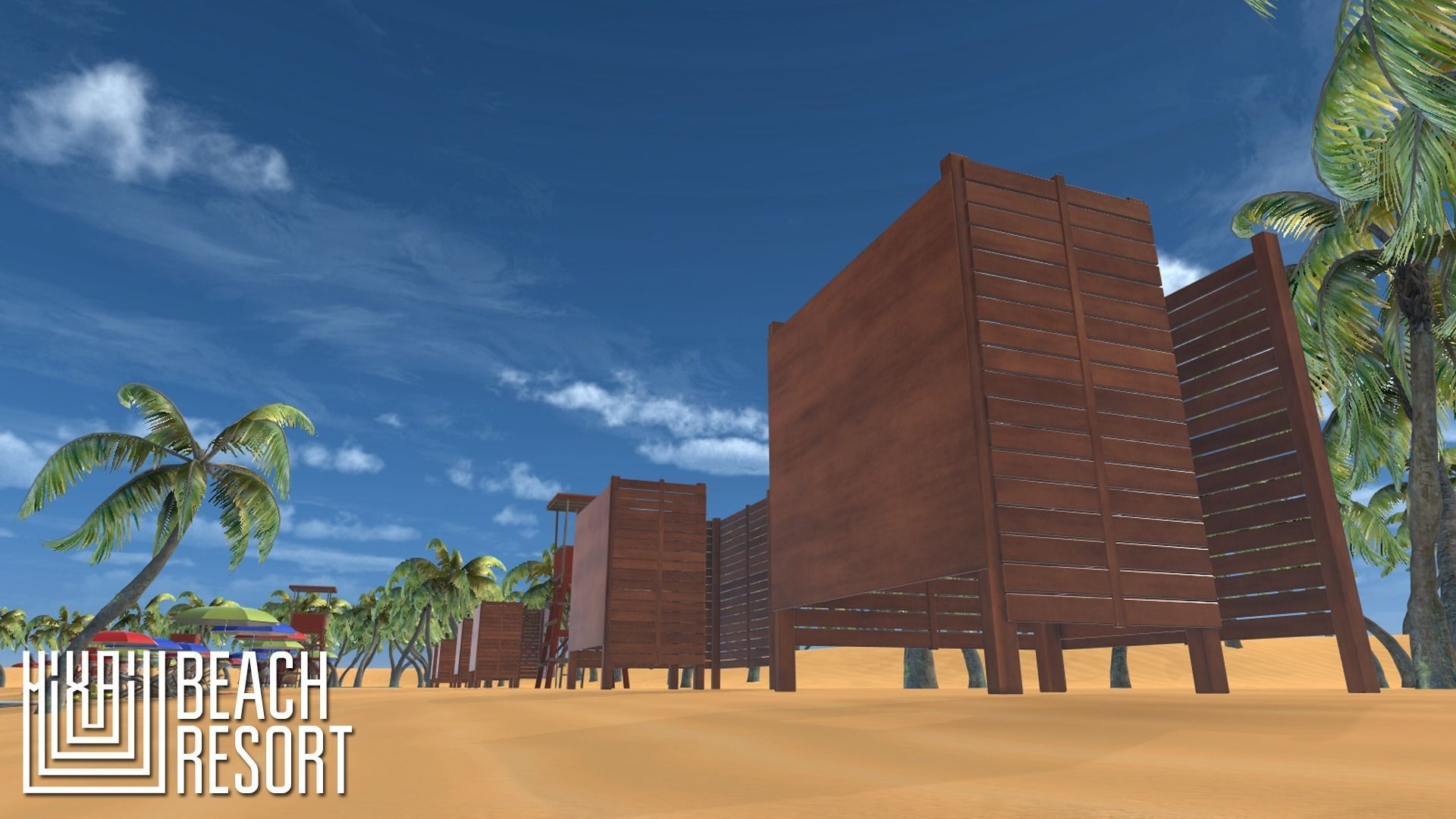 Beach - resort Low-poly 3D model_1