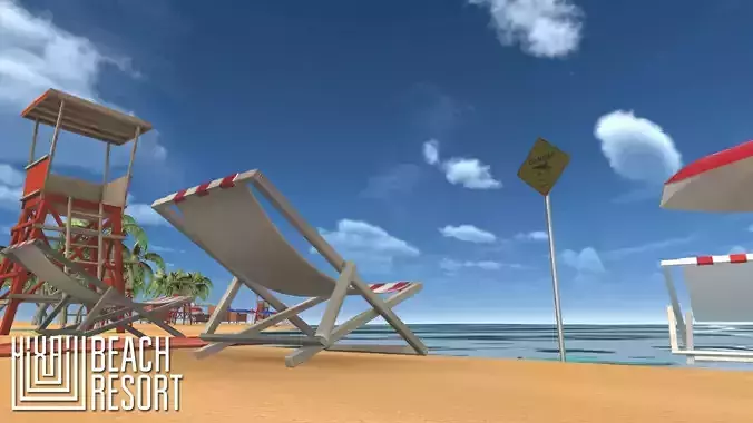 Beach - resort Low-poly 3D model