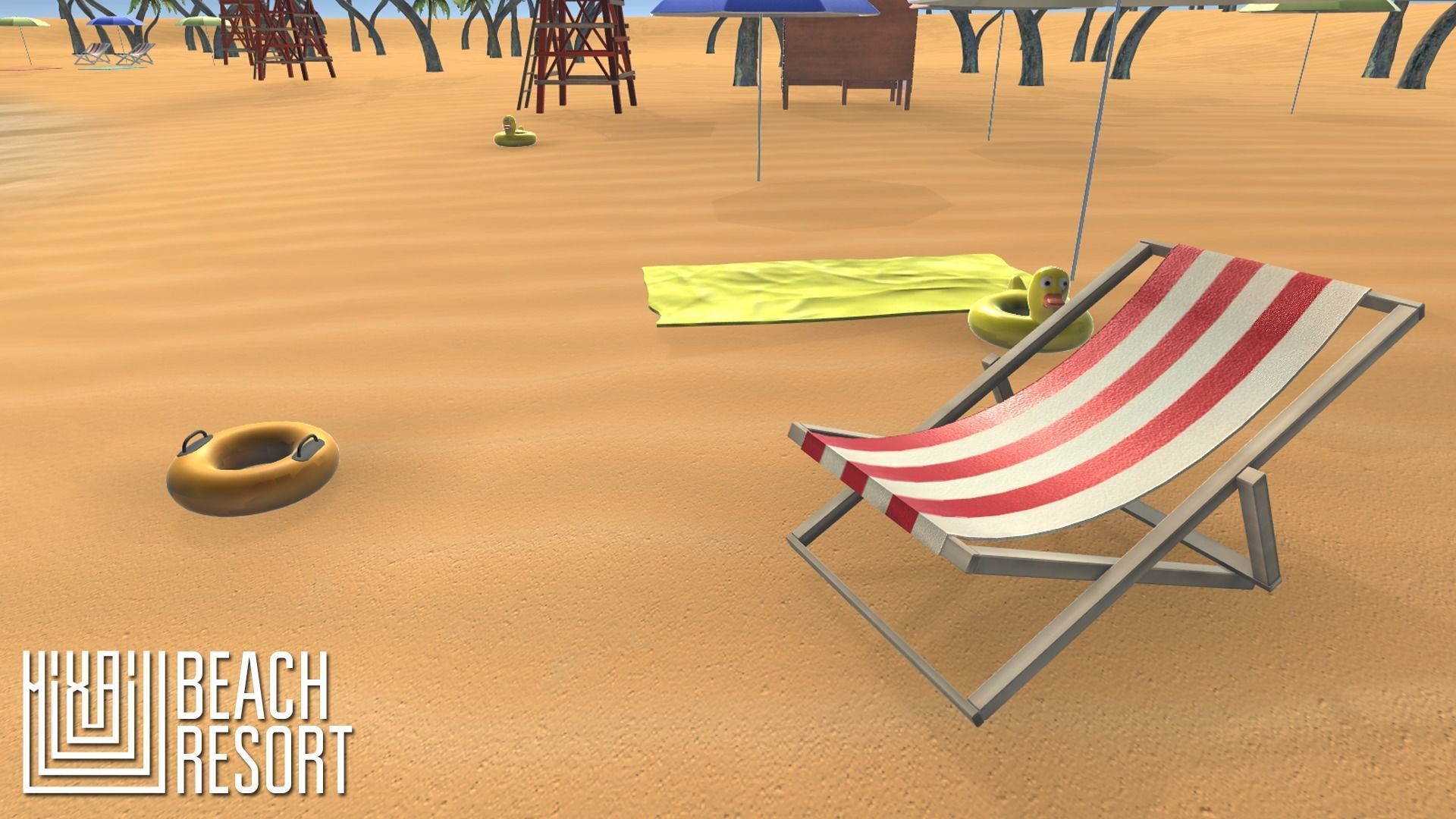 Beach - resort Low-poly 3D model_3