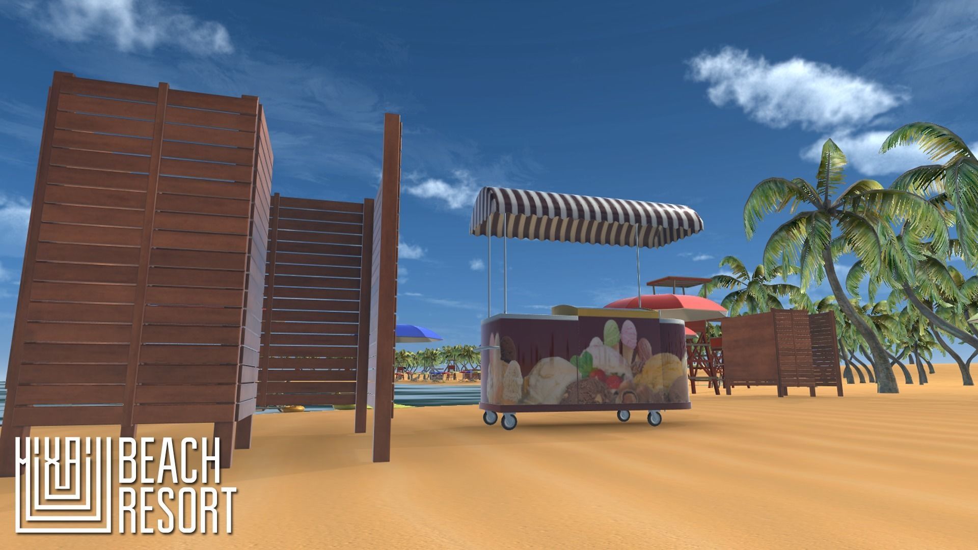 Beach - resort Low-poly 3D model_10