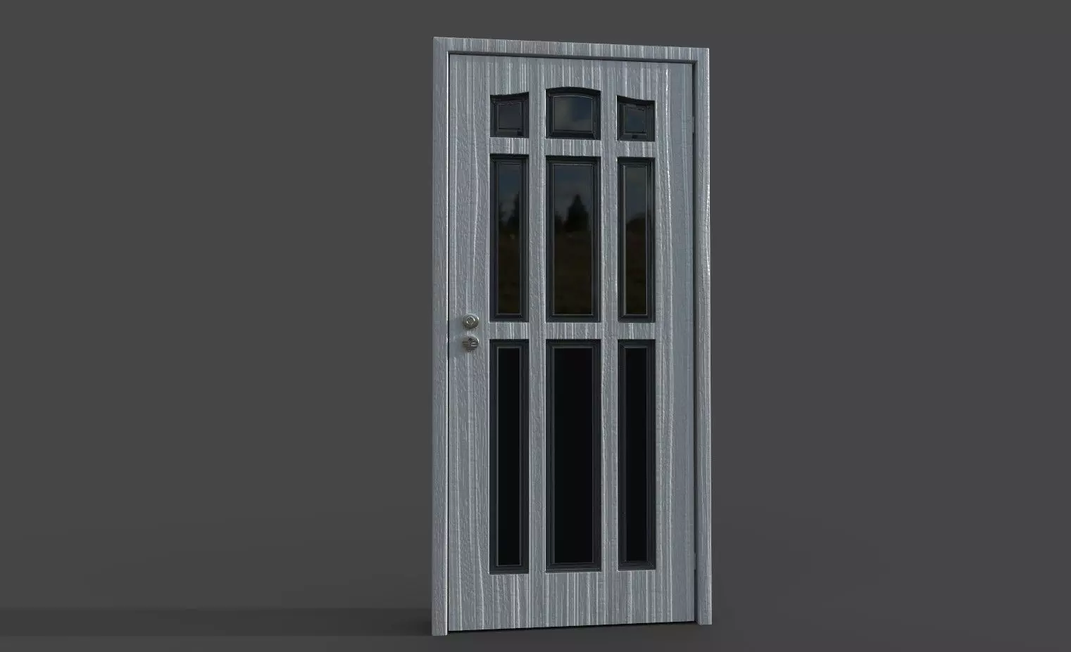 white wood door 3D model_0