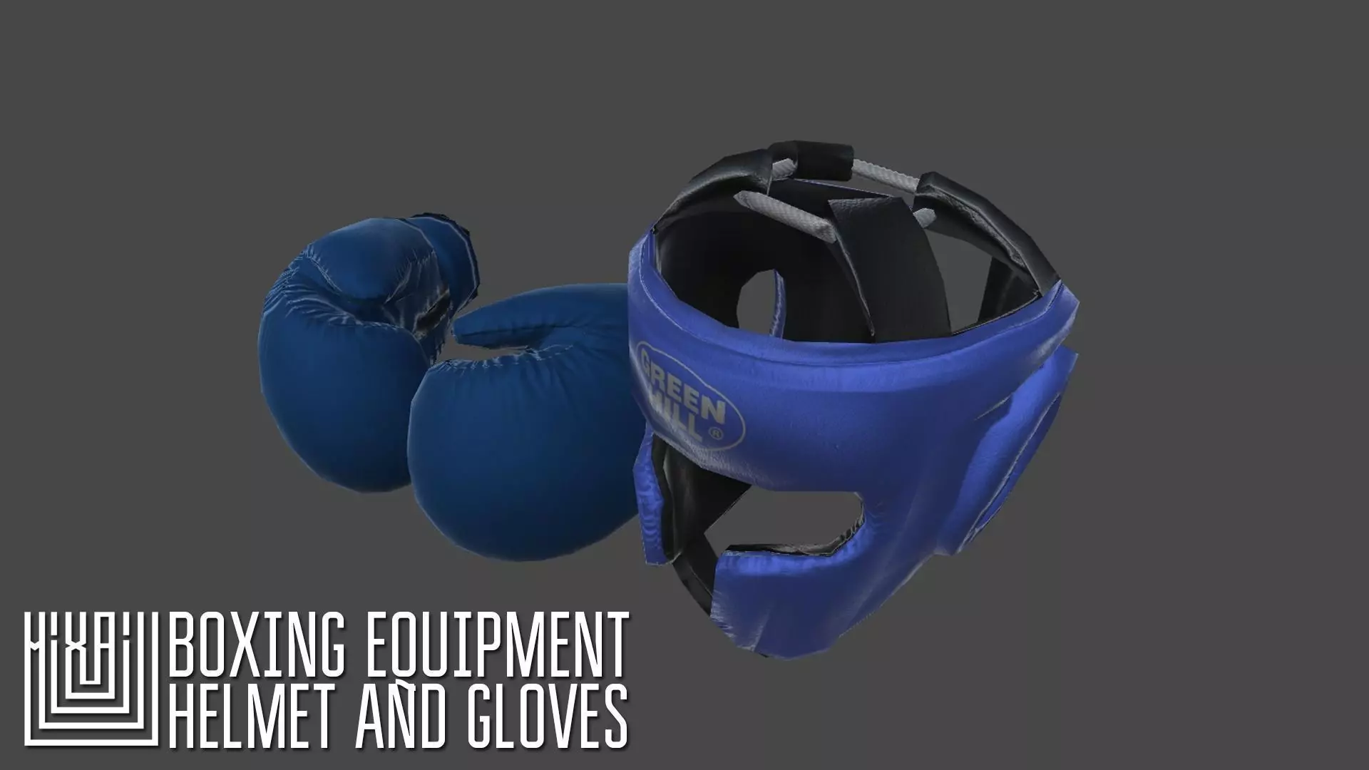 Boxing equipment - helmet and gloves Low-poly 3D model