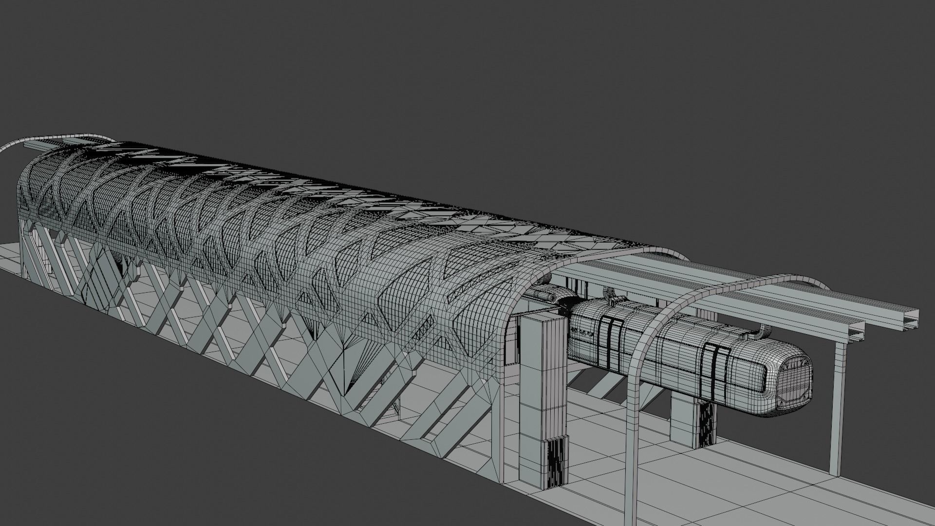 Monorail stations with train 3D Model Collection_5