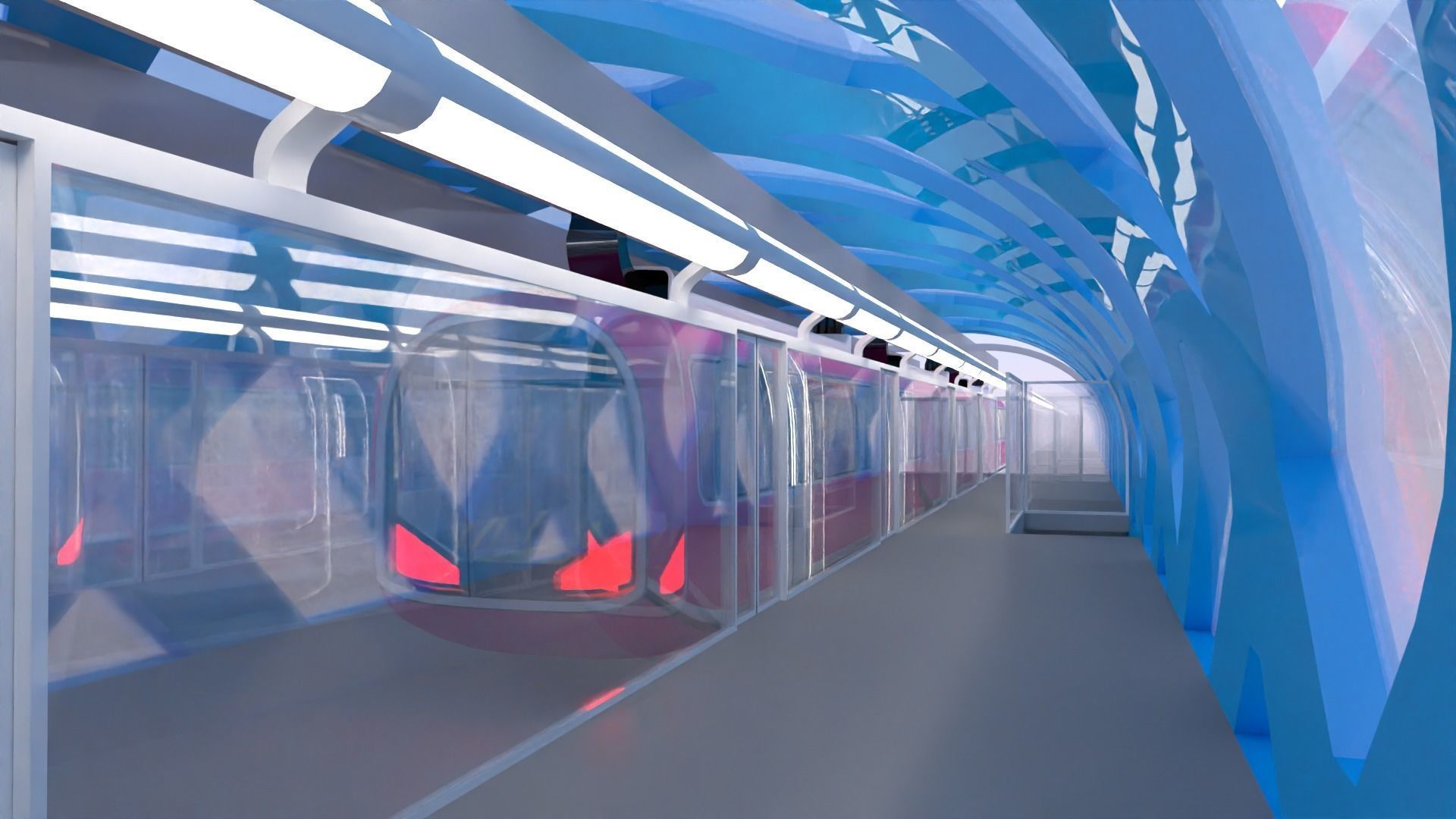 Monorail stations with train 3D Model Collection_11