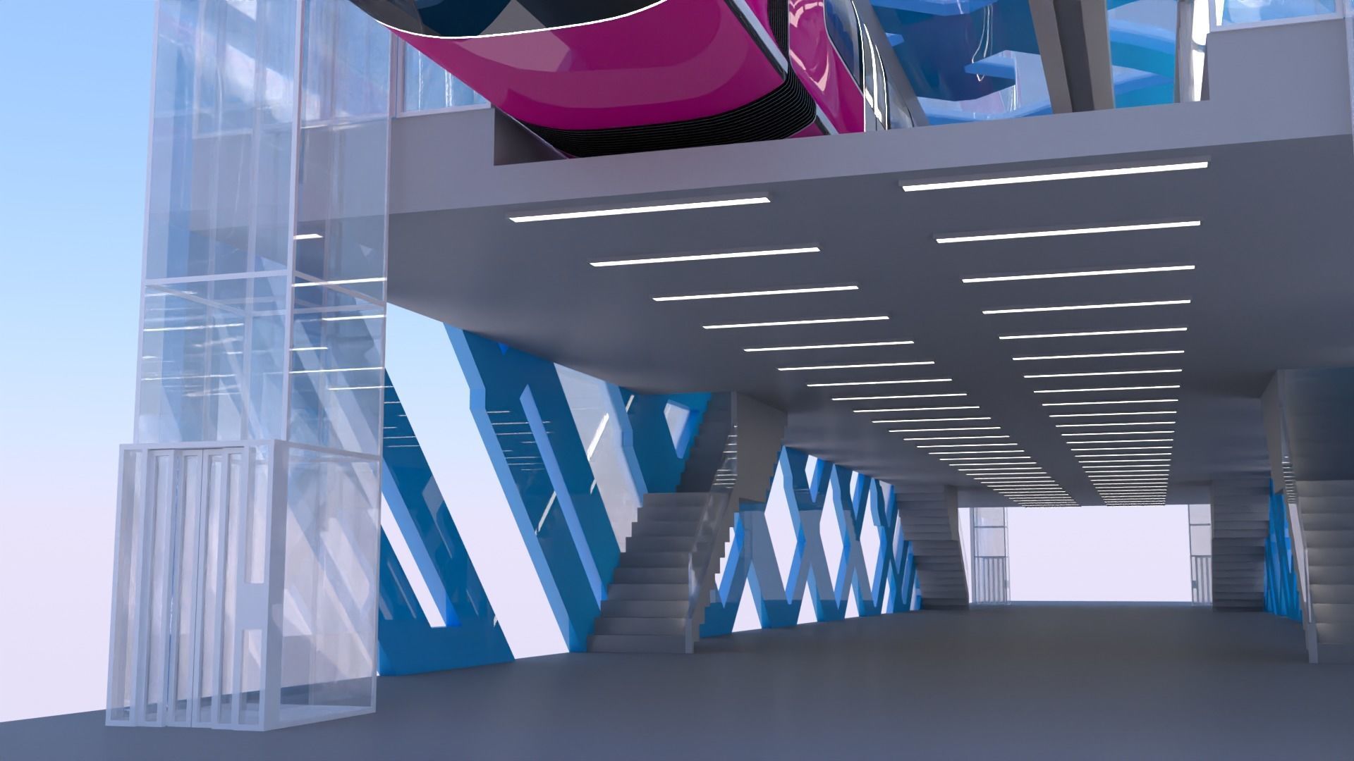 Monorail stations with train 3D Model Collection_12