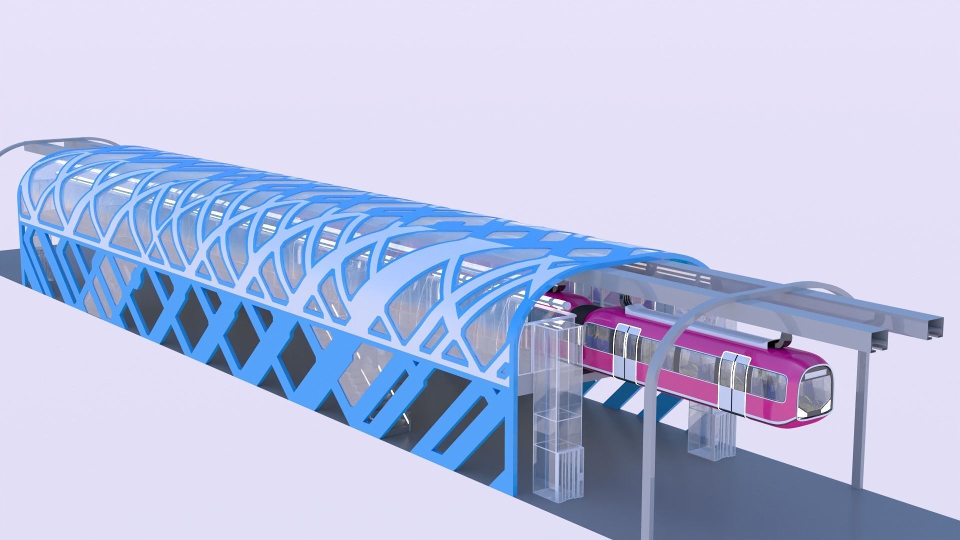 Monorail stations with train 3D Model Collection_4