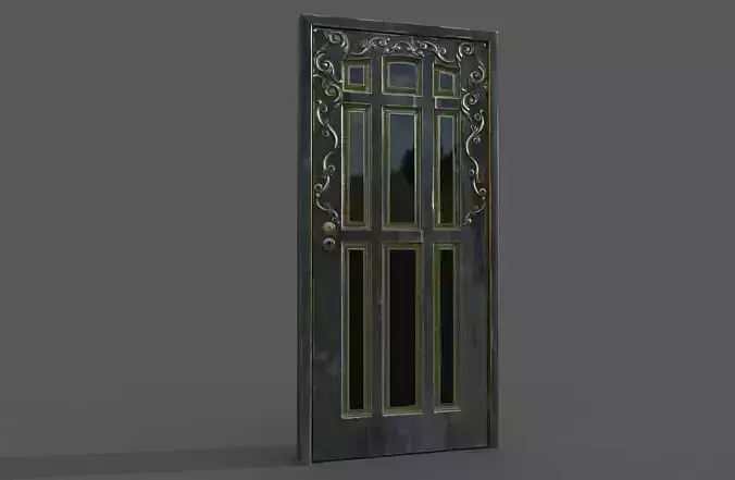 black embroidered door