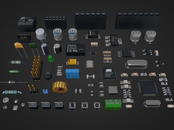 Electronic Components for circuit board 3D model