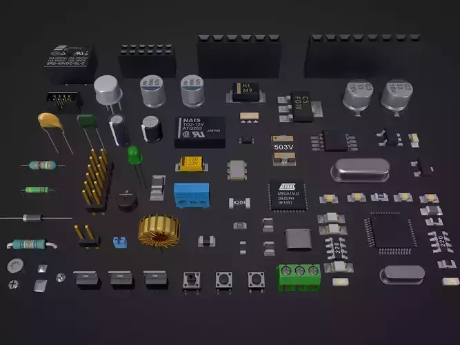 Electronic Components for circuit board 3D model