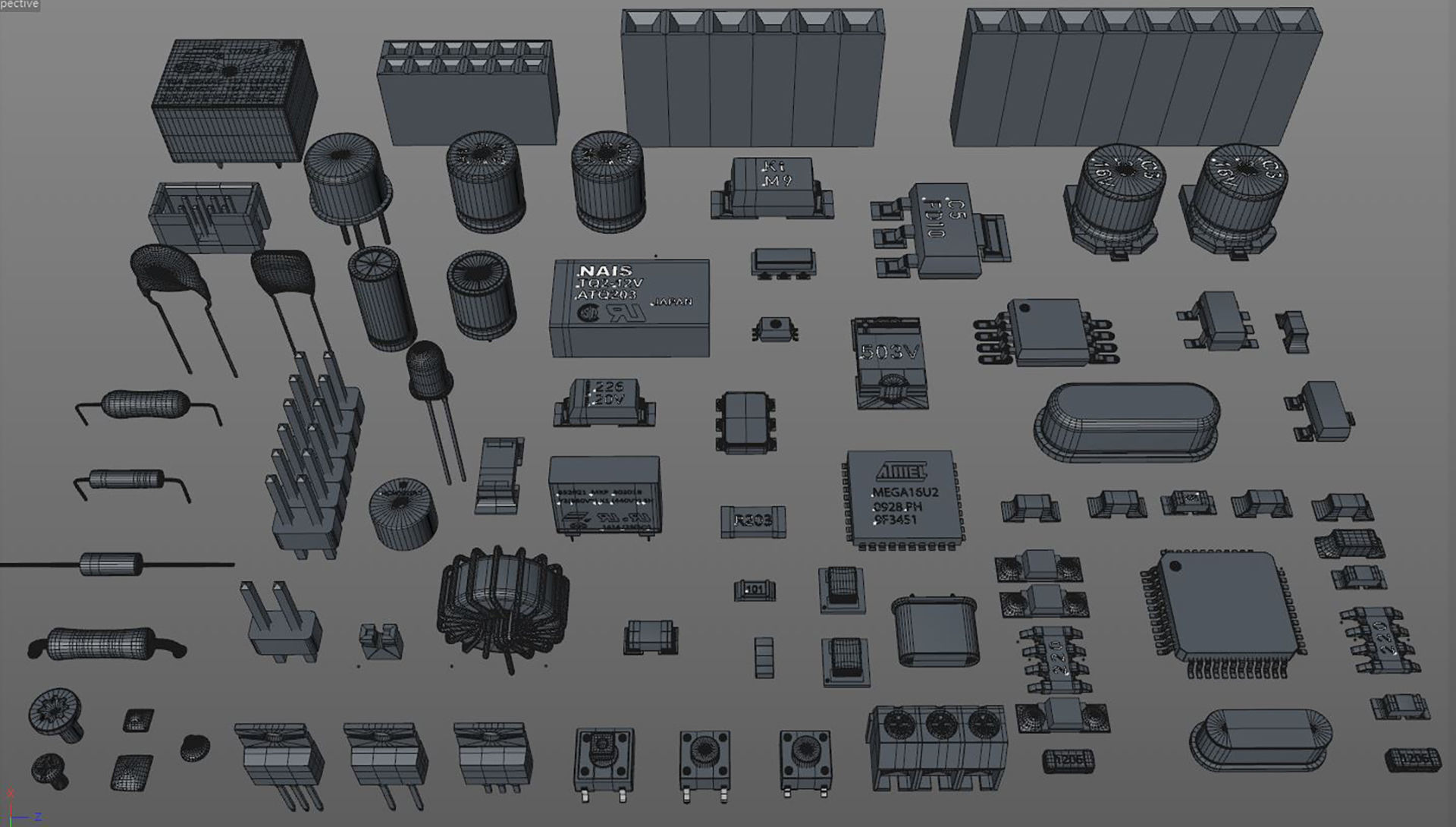 Electronic Components for circuit board 3D model_4