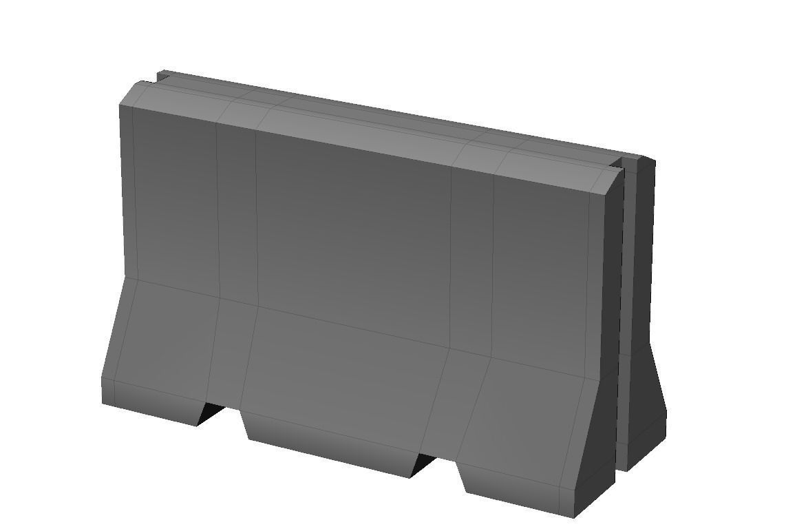 Concrete Divider Low-poly 3D model_3