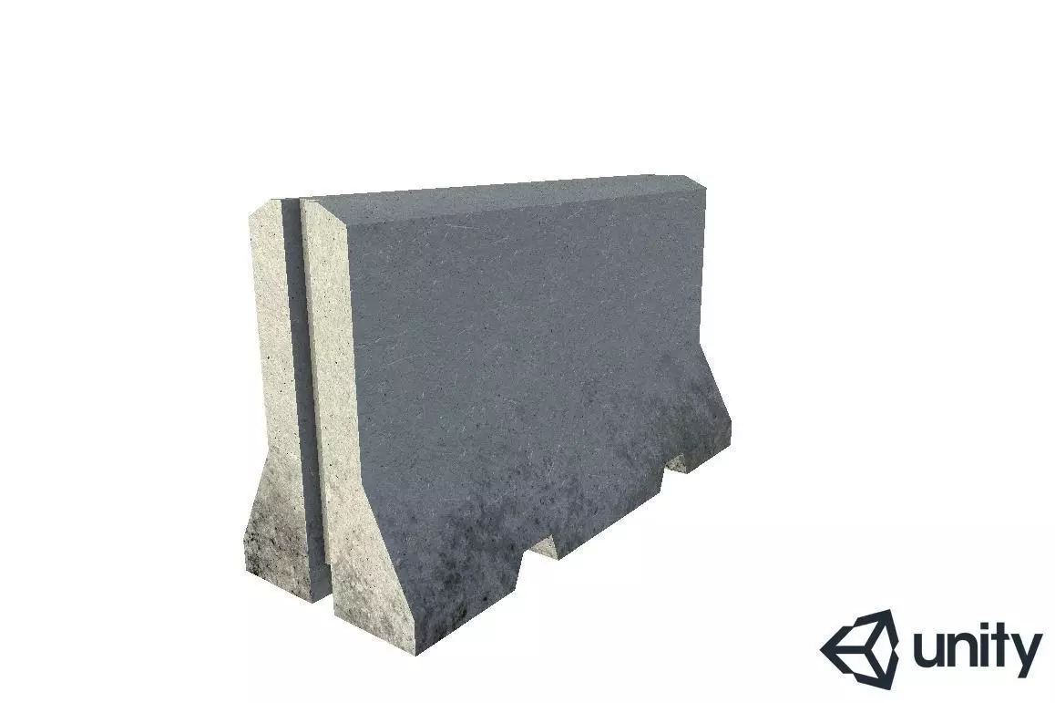 Concrete Divider Low-poly 3D model_0