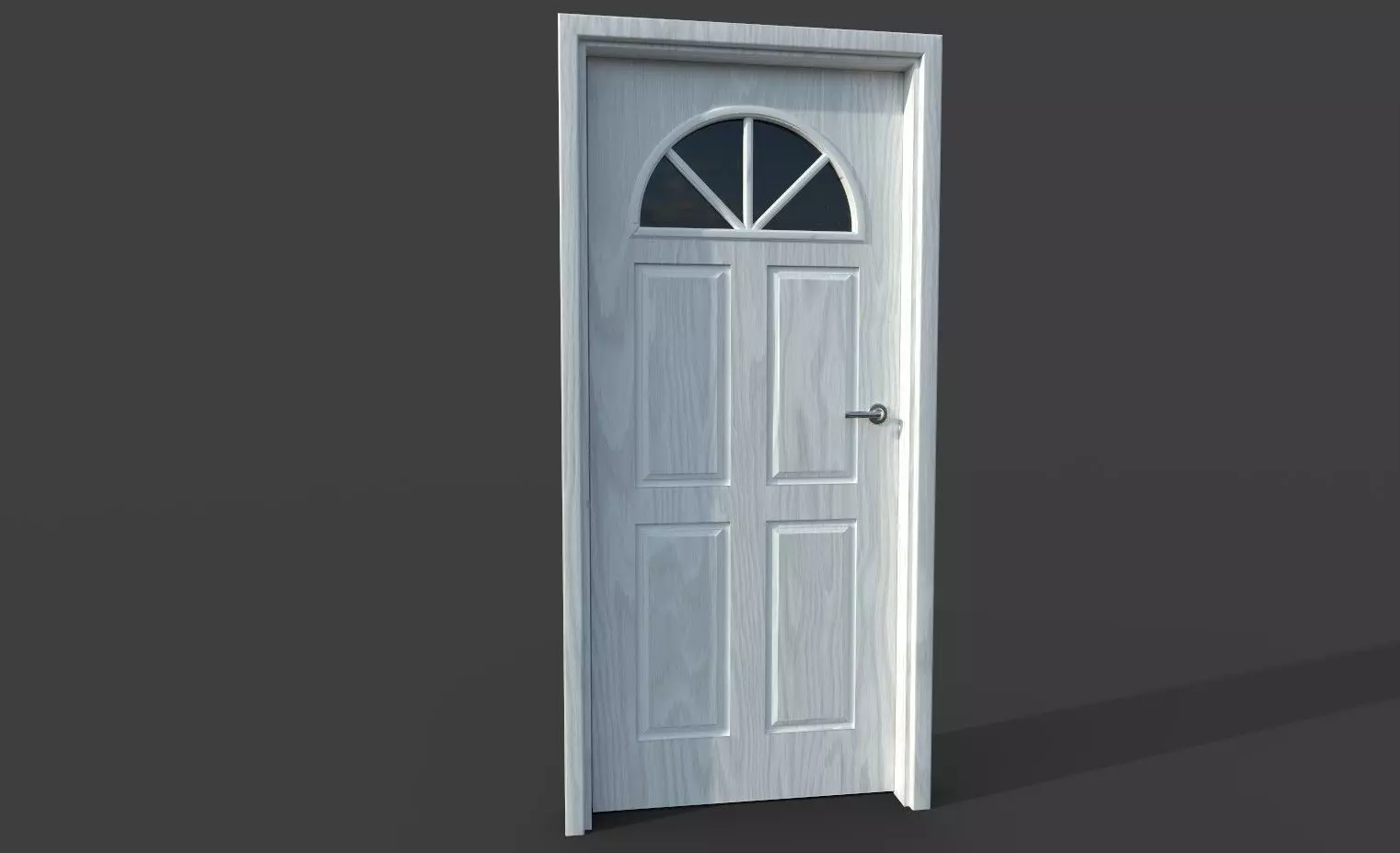 white wooden door 3D model_0