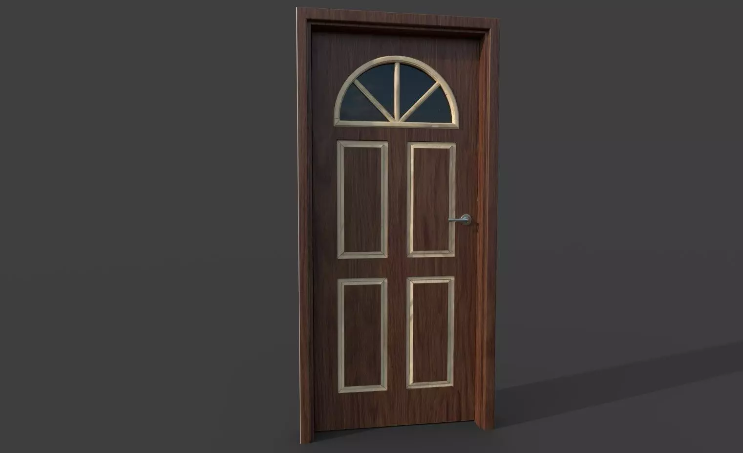 Brown wooden door  3D model_0