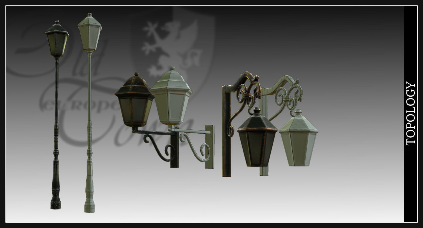 Old European Town Low-poly 3D model_70