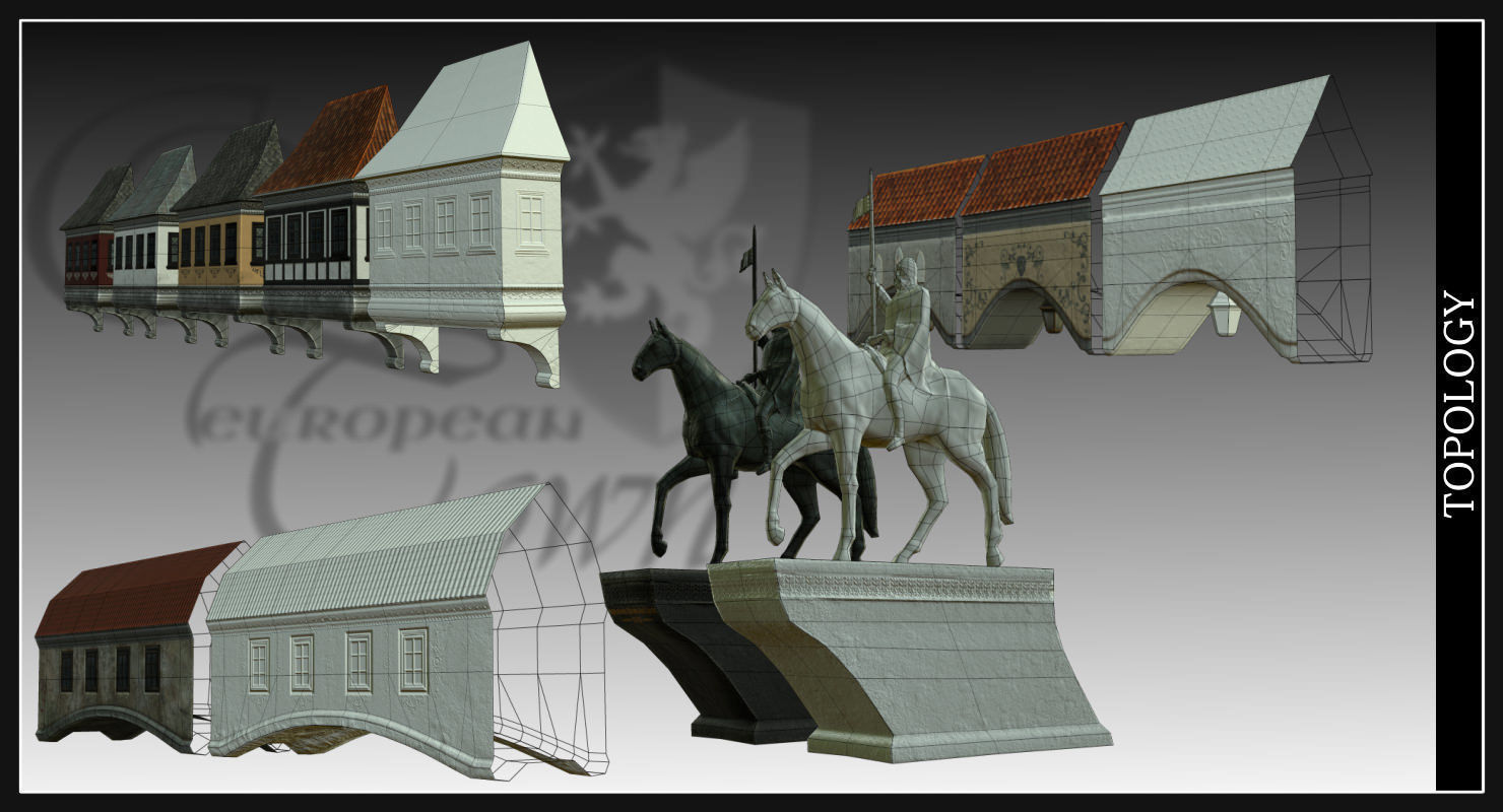 Old European Town Low-poly 3D model_72