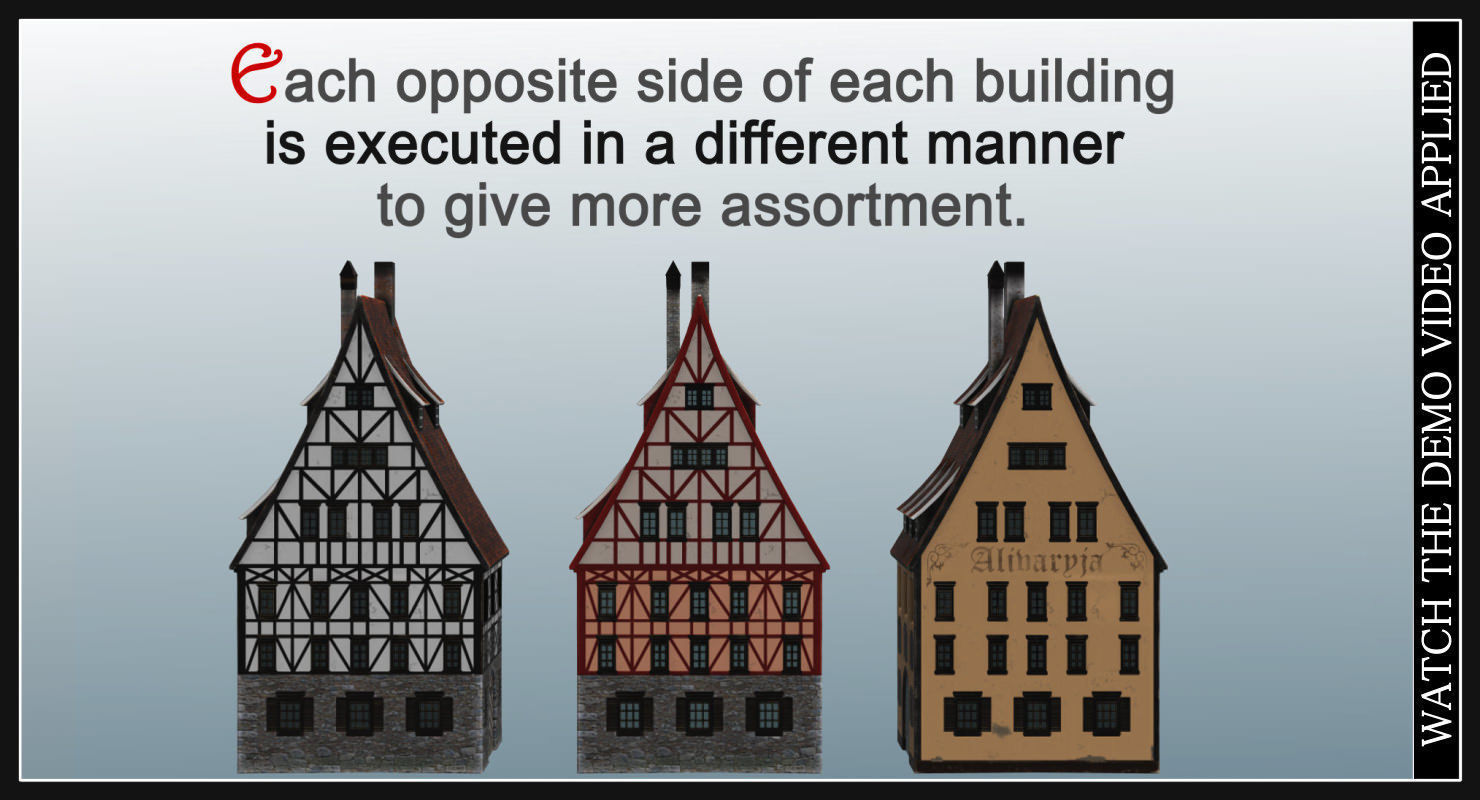 Old European Town Low-poly 3D model_77