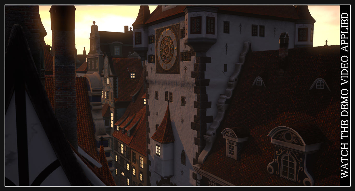 Old European Town Low-poly 3D model_45